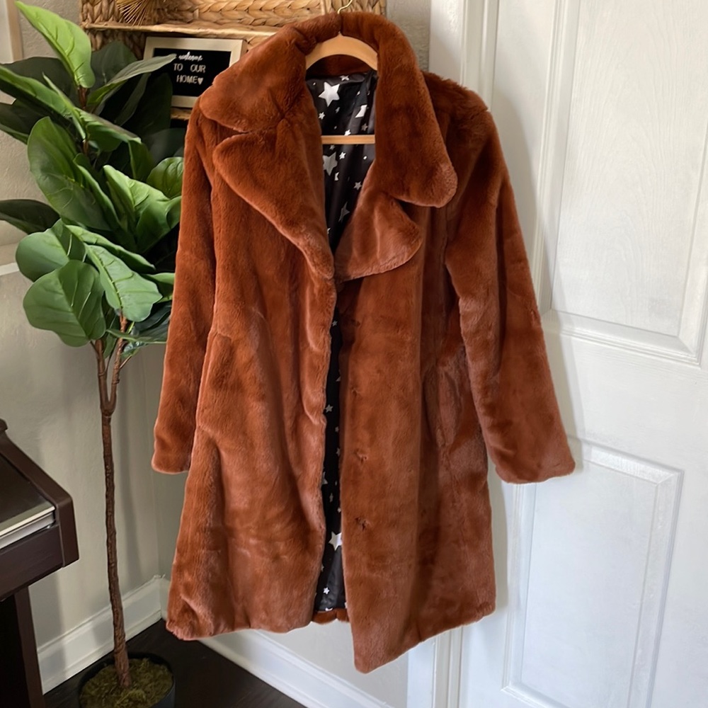 Avec Les Filles Faux Fur Bunny Knee-Length Coat